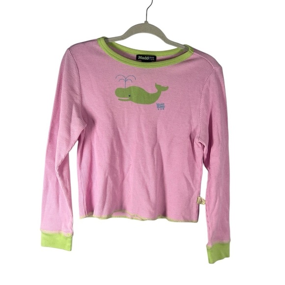 Mudd Y2K Thermal Waffle Knit Wale Graphic Sleep Long Sleeve Baby Tee Shirt L - Picture 1 of 6